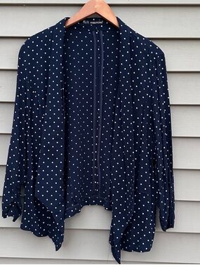 Hi lo polka dot blazer jacket open front